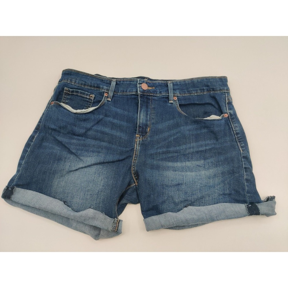 Signature by Levi Strauss Womens Mid Rise Denim Shorts Blue Cuffed Size 10 W30